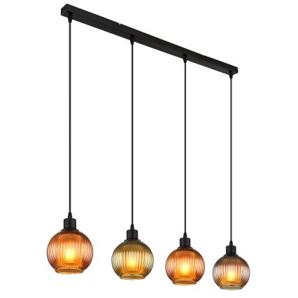 Globo - Pakabinamas sietynas 4xE27/25W/230V varis/žalia/mėlyna