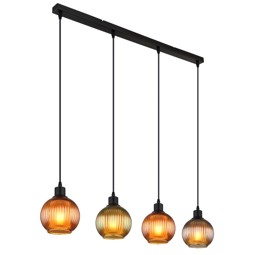 Globo - Pakabinamas sietynas 4xE27/25W/230V varis/žalia/mėlyna