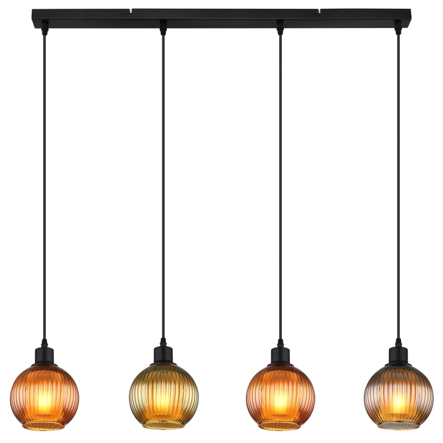 Globo - Pakabinamas sietynas 4xE27/25W/230V varis/žalia/mėlyna