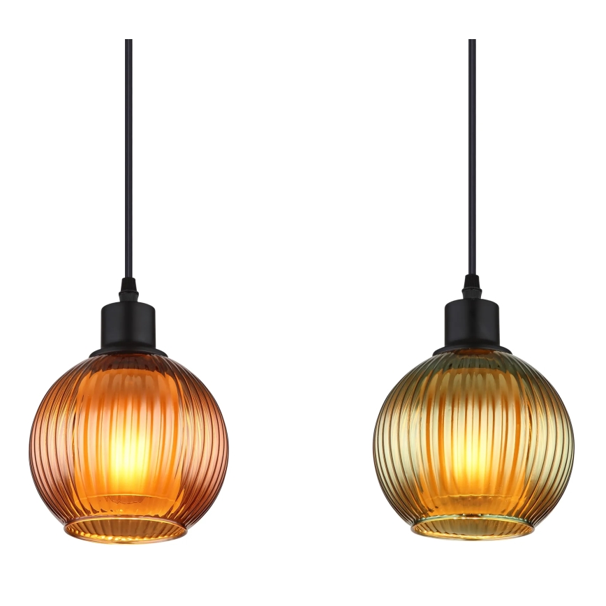 Globo - Pakabinamas sietynas 4xE27/25W/230V varis/žalia/mėlyna