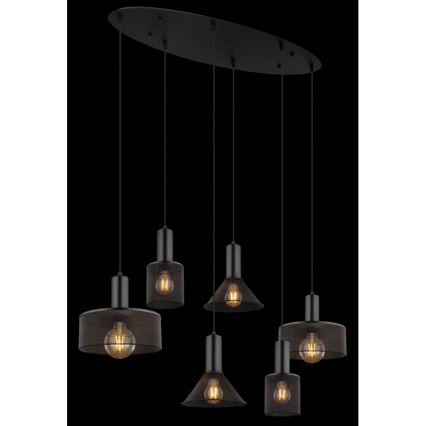 Globo 15648-6H - Pakabinamas šviestuvas ant laido JEDD 6xE27/60W/230V juoda
