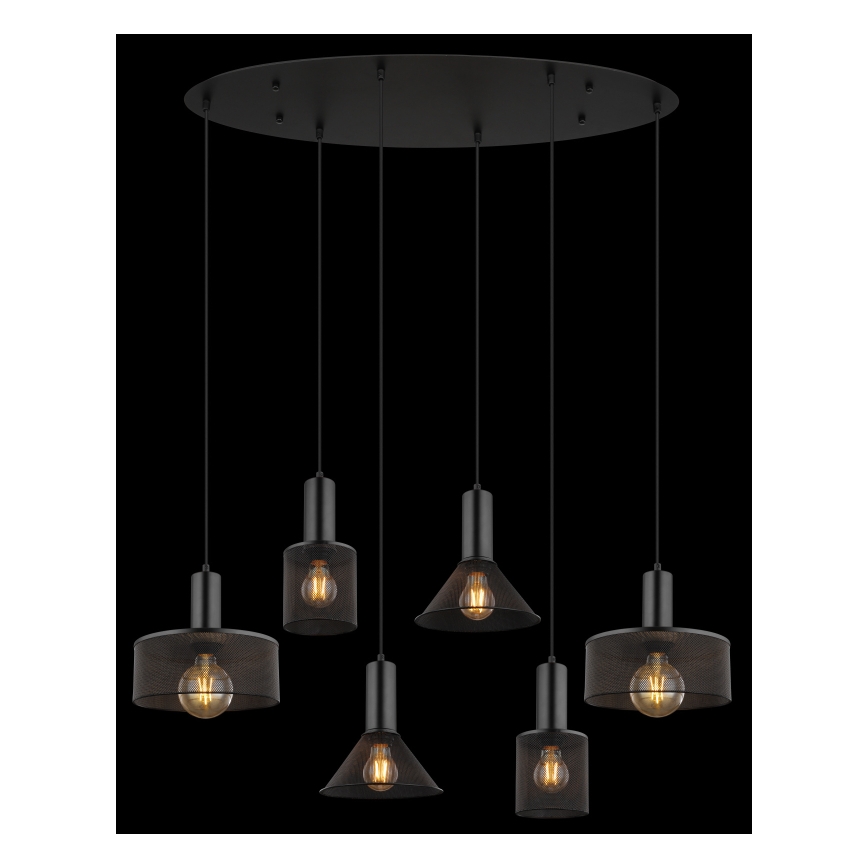 Globo 15648-6H - Pakabinamas šviestuvas ant laido JEDD 6xE27/60W/230V juoda