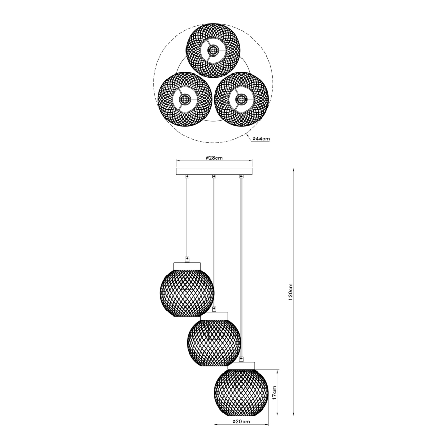 Globo - Pakabinama sietynas 3xE27/60W/230V