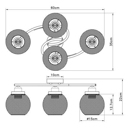 Globo - Ant pagrindo montuojamas sietynas 4xE27/60W/230V