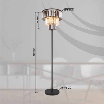 Globo - Toršeras 3xE27/40W/230V diametras 40 cm juoda