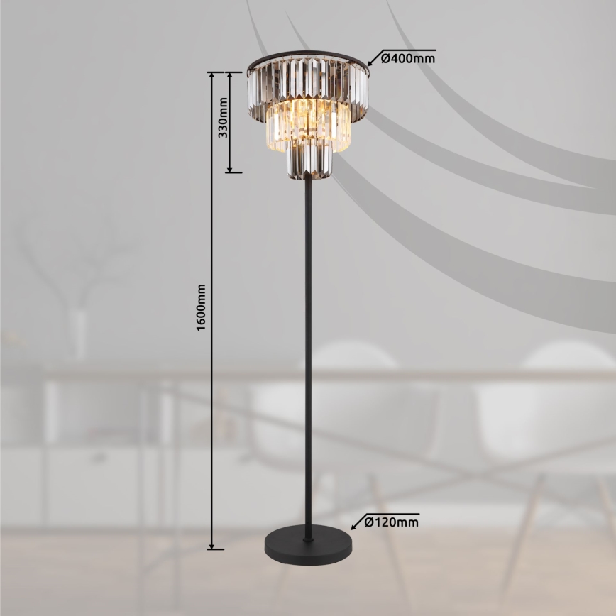 Globo - Toršeras 3xE27/40W/230V diametras 40 cm juoda