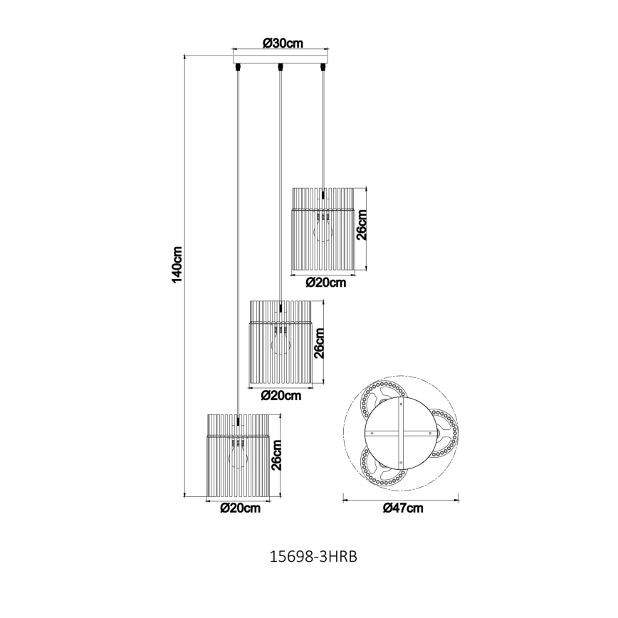 Globo - Pakabinama liustra ant laido 3xE27/60W/230V