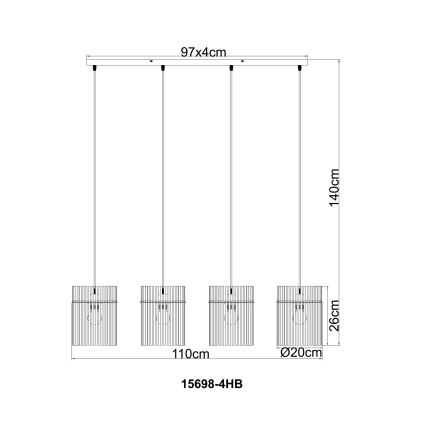 Globo - Pakabinamas šviestuvas ant laido 4xE27/60W/230V
