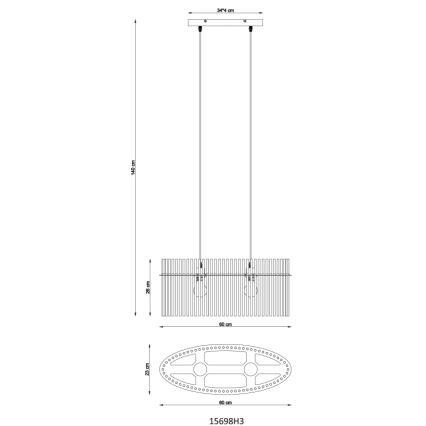 Globo - Pakabinamas sietynas 2xE27/60W/230V juoda