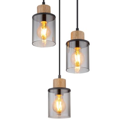 Globo - Pakabinamas sietynas 3xE27/15W/230V diametras 27 cm ąžuolas