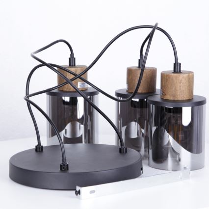 Globo - Pakabinamas sietynas 3xE27/15W/230V diametras 27 cm ąžuolas