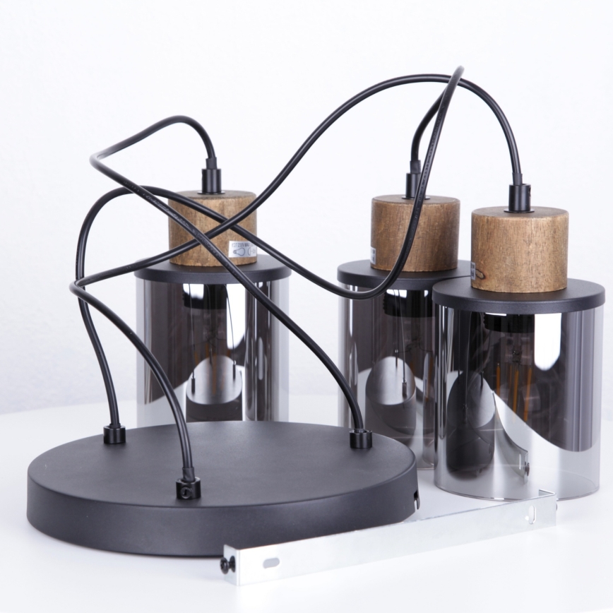 Globo - Pakabinamas sietynas 3xE27/15W/230V diametras 27 cm ąžuolas