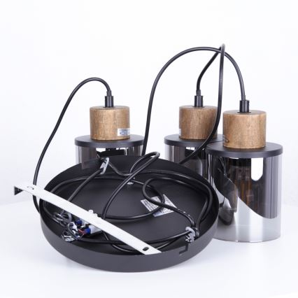 Globo - Pakabinamas sietynas 3xE27/15W/230V diametras 27 cm ąžuolas