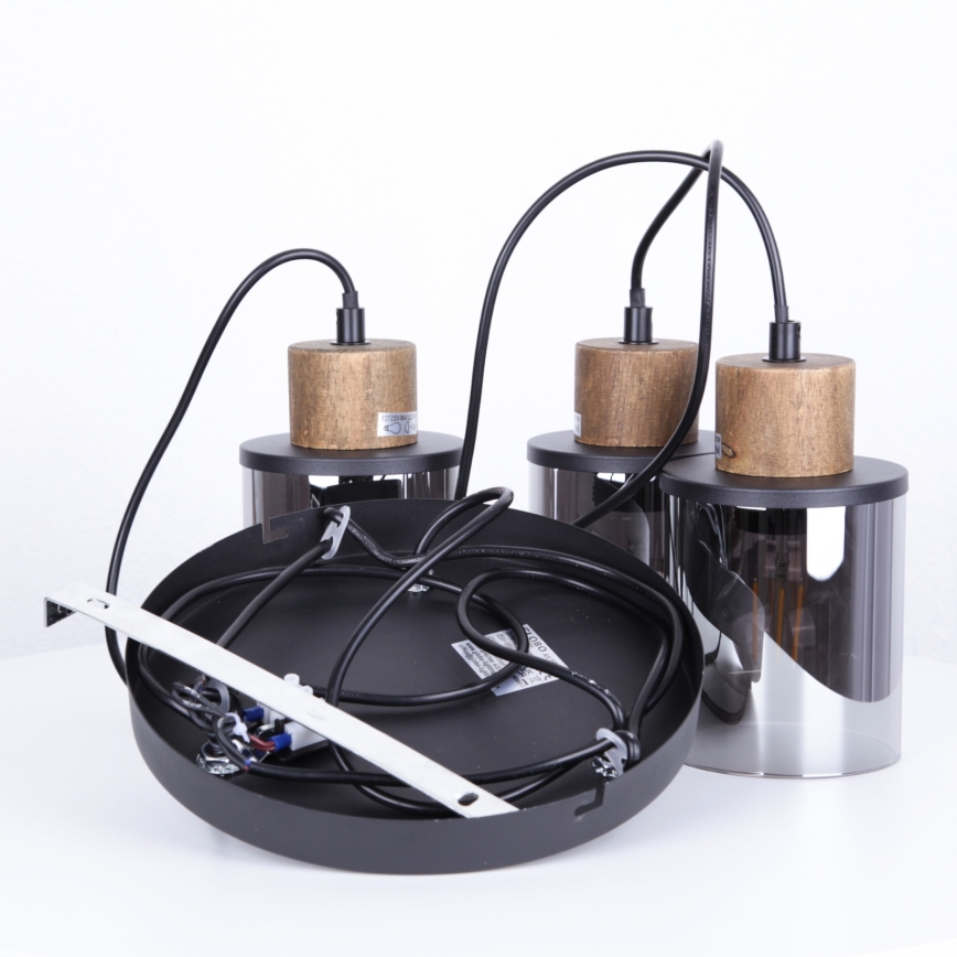 Globo - Pakabinamas sietynas 3xE27/15W/230V diametras 27 cm ąžuolas