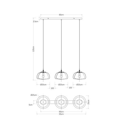 Globo - Pakabinamas sietynas 3xE14/40W/230V