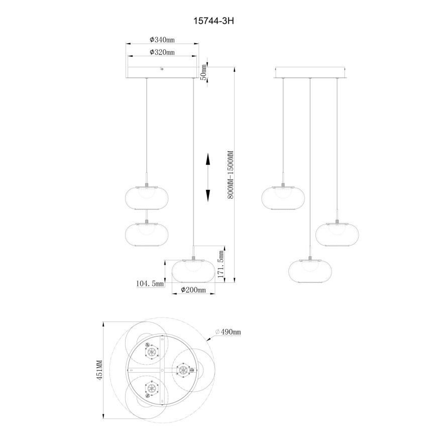 Globo - LED Pakabinamas sietynas 3xLED/6W/230V