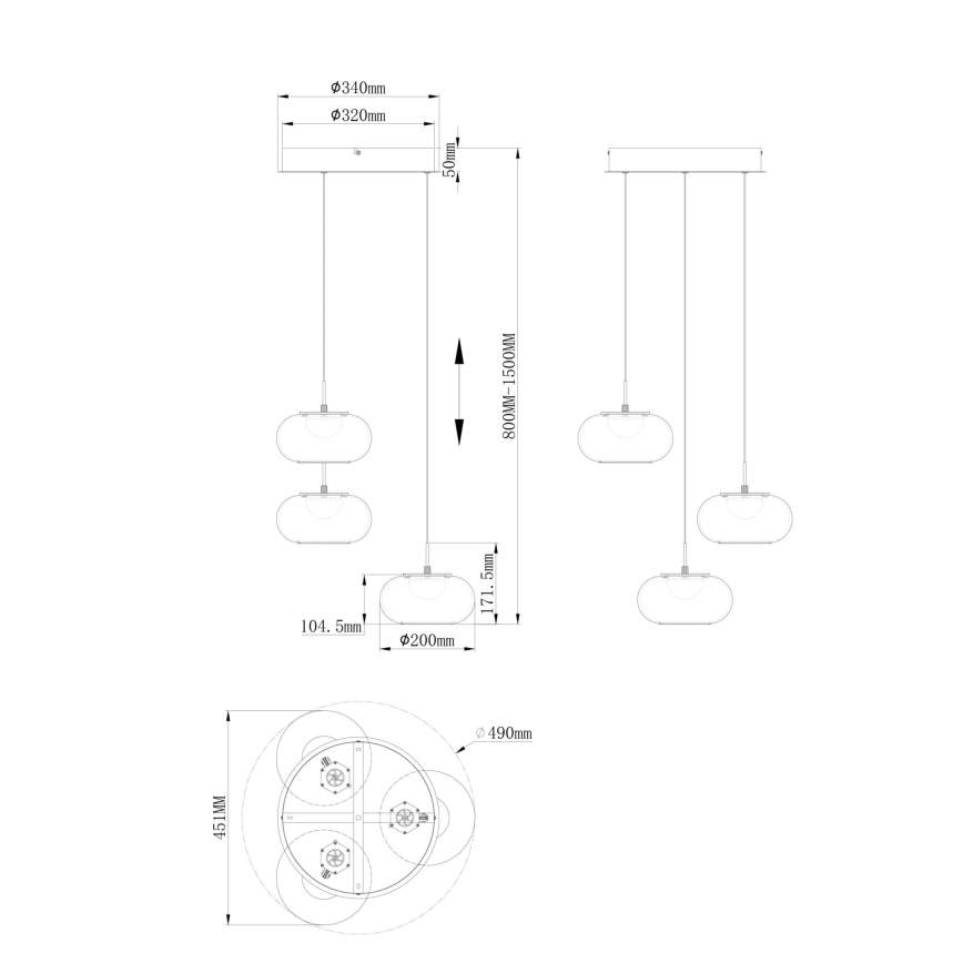 Globo - LED Pakabinamas sietynas 3xLED/6W/230V