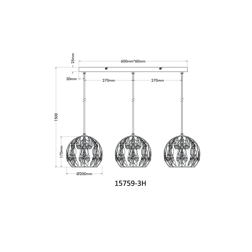 Globo - Pakabinamas sietynas 3xE27/40W/230V