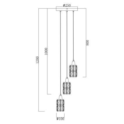 Globo - Krištolinis sietynas, kabinamas ant virvės 3xE14/40W/230V