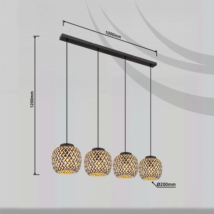 Globo 15766-4H - Pakabinamas sietynas COLLY 4xE27/15W/230V