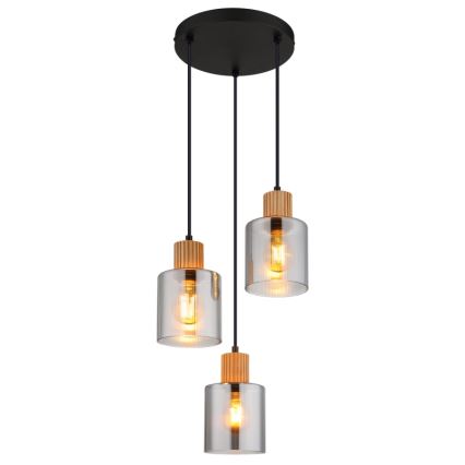 Globo - Pakabinamas sietynas 3xE27/25W/230V juoda diametras 30 cm