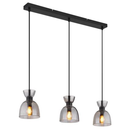 Globo - Pakabinamas sietynas 3xE14/40W/230V juoda/dūminis