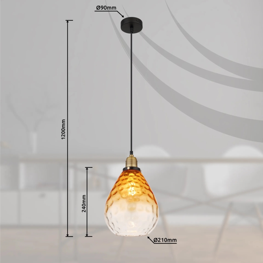 Globo - Pakabinamas sietynas 1xE27/60W/230V diametras 21 cm oranžinė