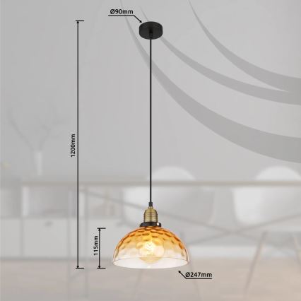 Globo - Pakabinamas sietynas 1xE27/60W/230V diametras 25 cm oranžinė