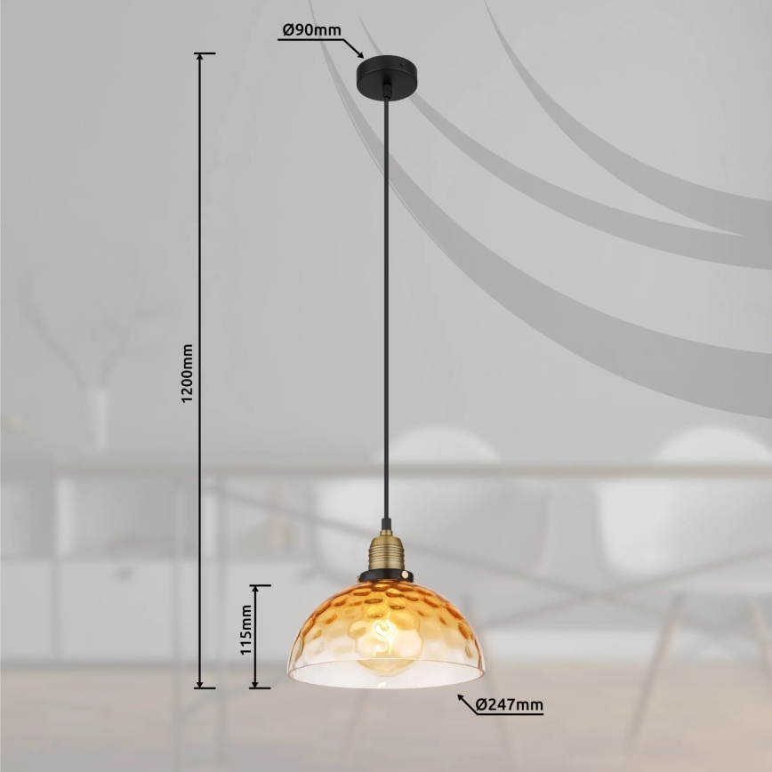 Globo - Pakabinamas sietynas 1xE27/60W/230V diametras 25 cm oranžinė
