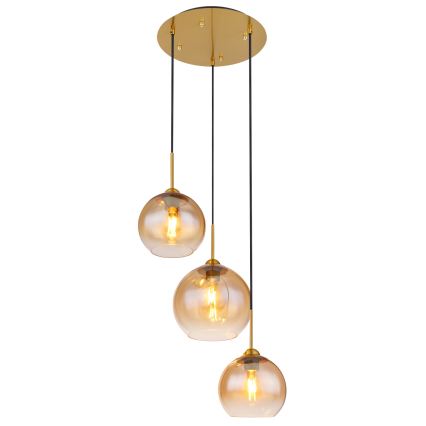 Globo - Pakabinamas šviestuvas ant laido 3xE27/60W/230V žalvaris