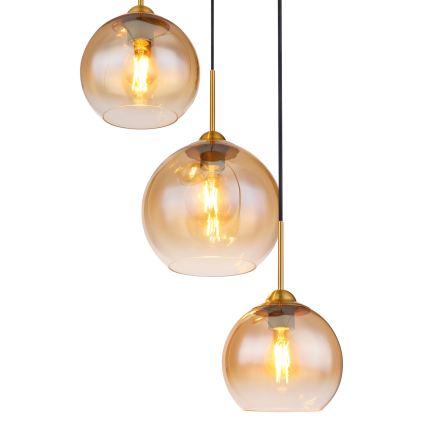 Globo - Pakabinamas šviestuvas ant laido 3xE27/60W/230V žalvaris