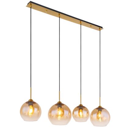 Globo - Pakabinama liustra ant laido 4xE27/60W/230V žalvaris