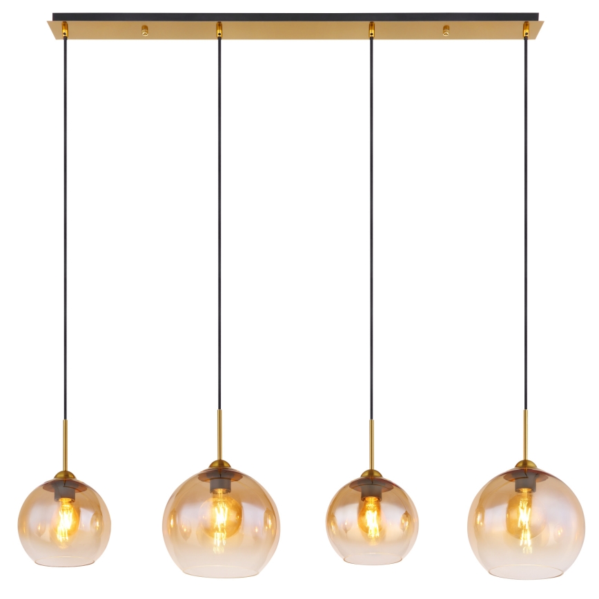 Globo - Pakabinama liustra ant laido 4xE27/60W/230V žalvaris
