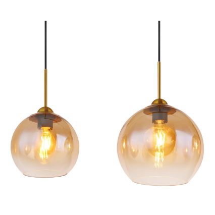 Globo - Pakabinama liustra ant laido 4xE27/60W/230V žalvaris