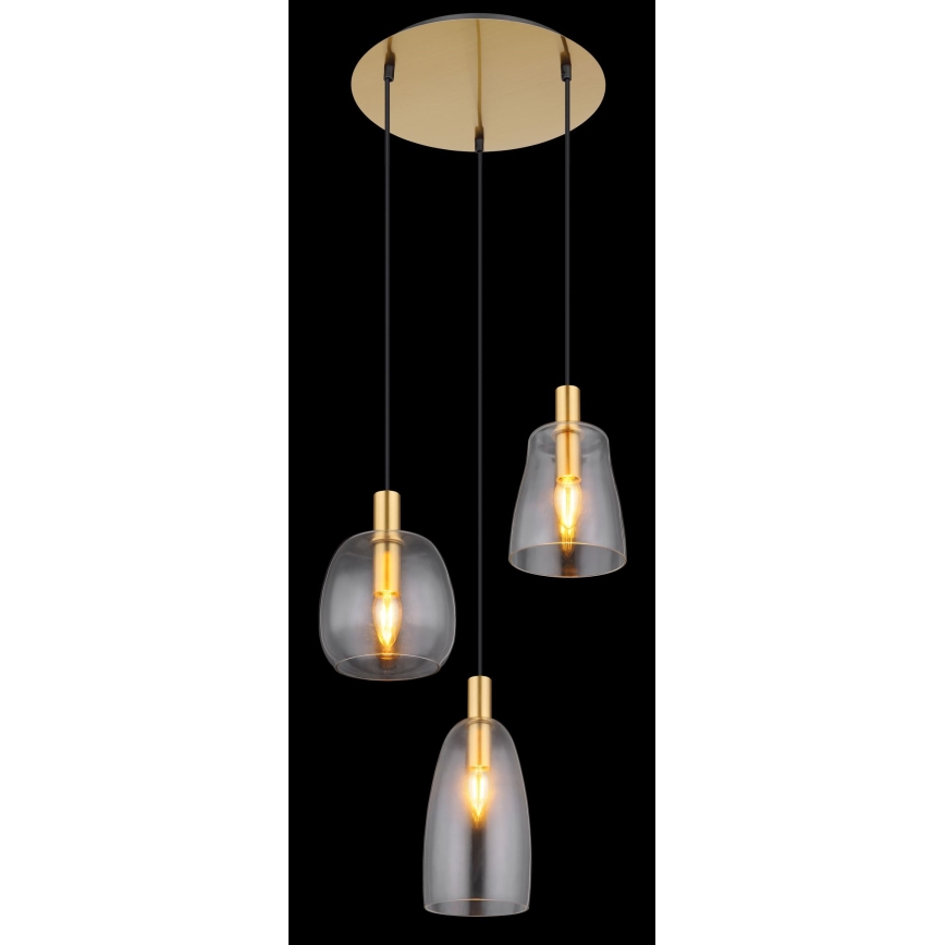 Globo - Pakabinamas sietynas 3xE14/40W/230V diametras 43 cm žalvaris