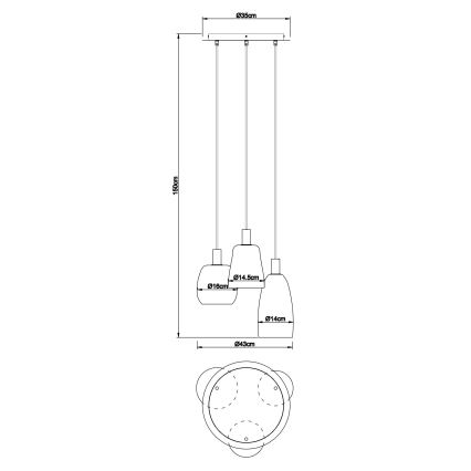 Globo - Pakabinamas sietynas 3xE14/40W/230V diametras 43 cm žalvaris