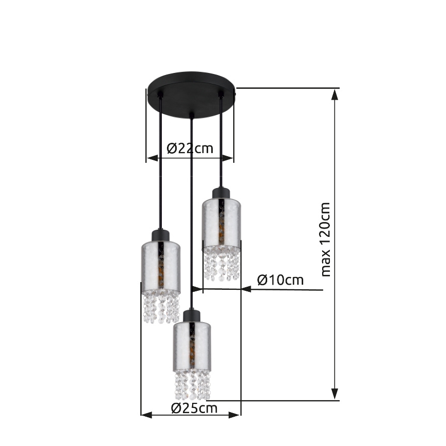 Globo - Pakabinamas sietynas 3xE27/40W/230V diametras 25 cm juoda