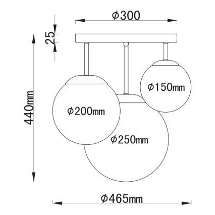 Globo  - Ant pagrindo montuojamas sietynas 3xE27/60W/230V