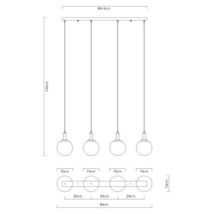 Globo - Pakabinamas sietynas 4xE27/10W/230V juoda