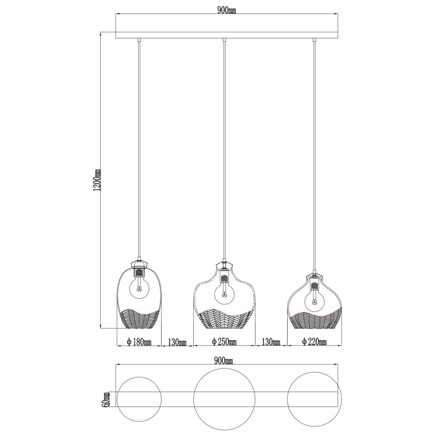 Globo - Pakabinamas šviestuvas ant laido 3xE27/60W/230V
