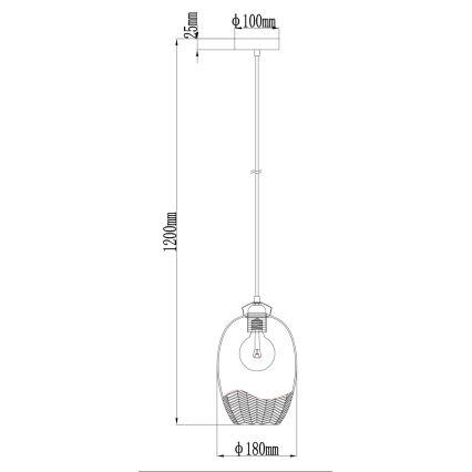 Globo - pakabinamas šviestuvas ant laido, 1xE27/60W/230V, skersmuo 22 cm, auksinis