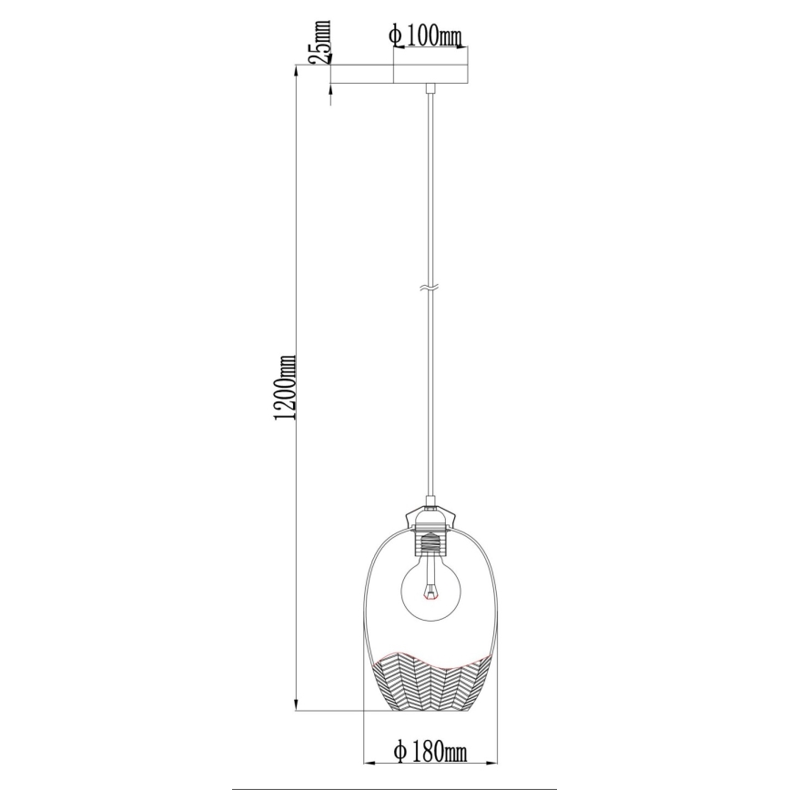 Globo - pakabinamas šviestuvas ant laido, 1xE27/60W/230V, skersmuo 22 cm, auksinis