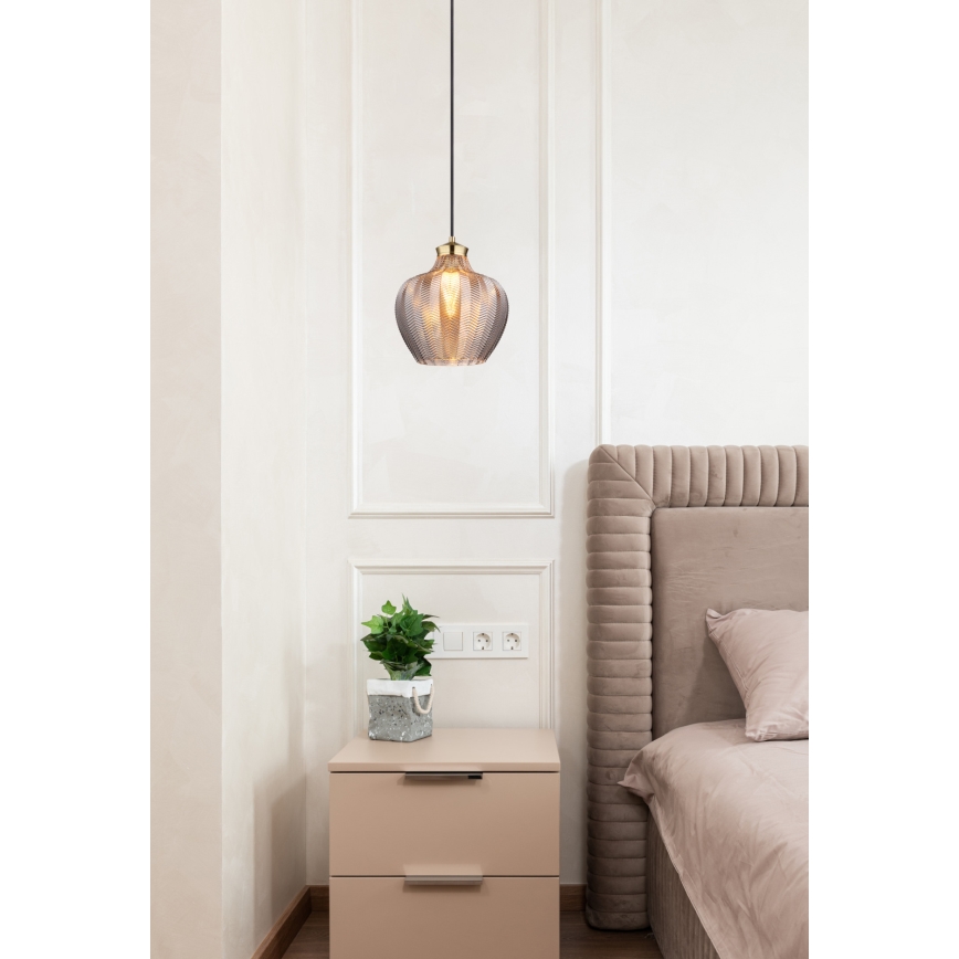 Globo - pakabinamas šviestuvas su laidu 1xE27/60W/230V, skersmuo 22 cm, dūminis