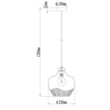 Globo - pakabinamas šviestuvas su laidu 1xE27/60W/230V, skersmuo 22 cm, dūminis