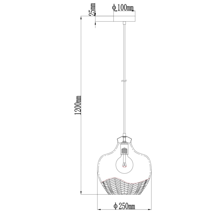 Globo - pakabinamas šviestuvas su laidu 1xE27/60W/230V, skersmuo 22 cm, dūminis