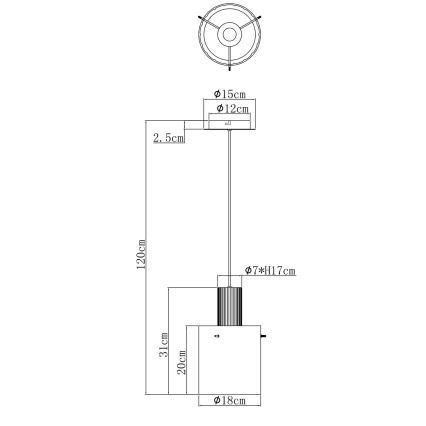 Globo - Pakabinamas sietynas 1xE27/40W/230V diametras 18 cm ruda