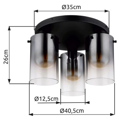 Globo - Tvirtinamas sietynas 3xE27/40W/230V diametras 40,5 cm juoda