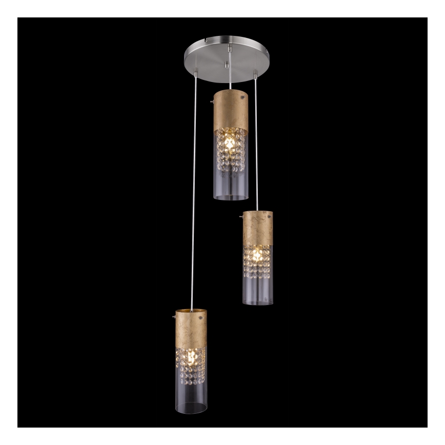 Globo - Pakabinamas sietynas 3xE27/60W/230V diametras 30 cm auksas