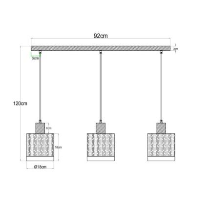 Globo - pakabinamas šviestuvas ant troselio 3xE27/60W/230V