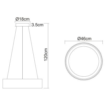 Globo - pakabinamas LED šviestuvas su kabeliu, 45W/230V, 2700/4000/6000K, Ø 46 cm, baltas